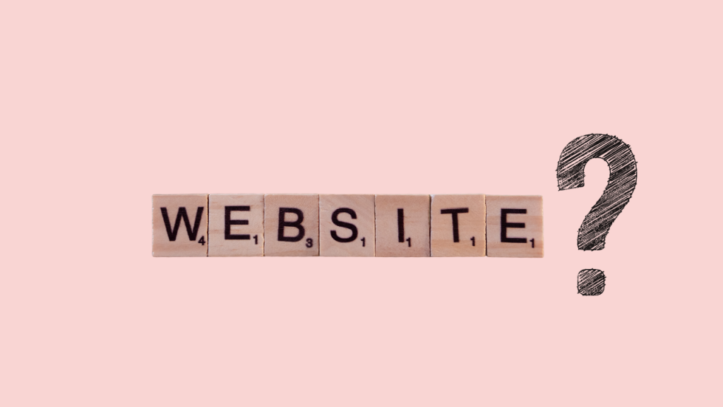 The word 'website' written in scrabble letters on a pick background